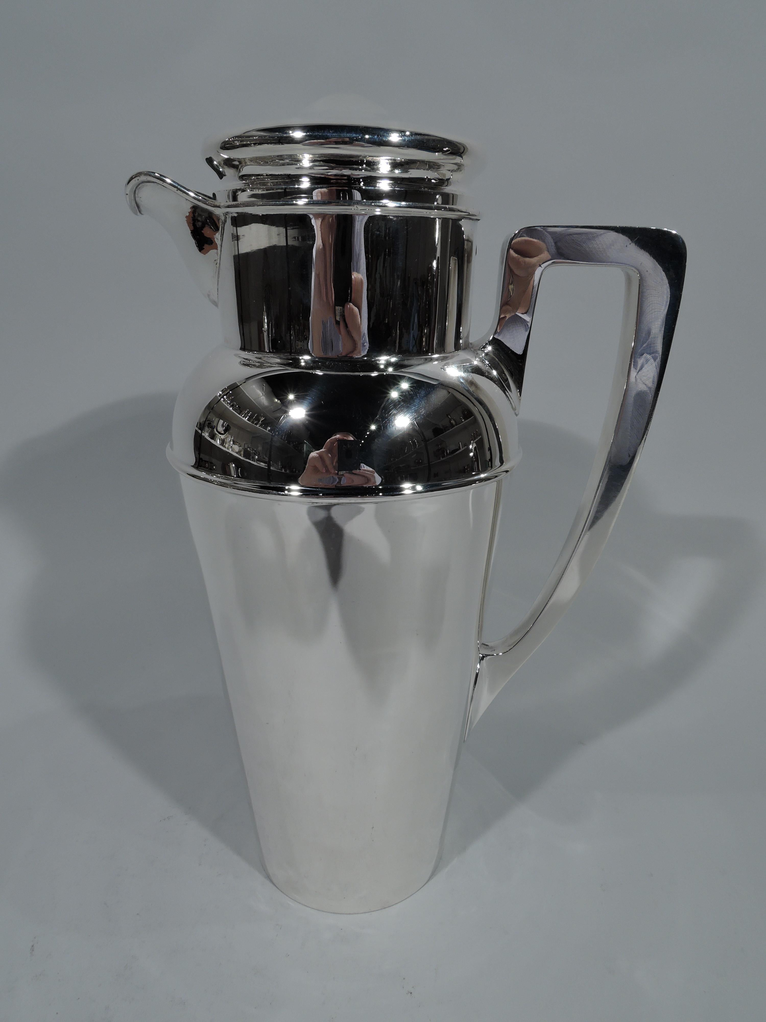 American Large Shreve Art Deco Modern Sterling Silver Cocktail Shaker