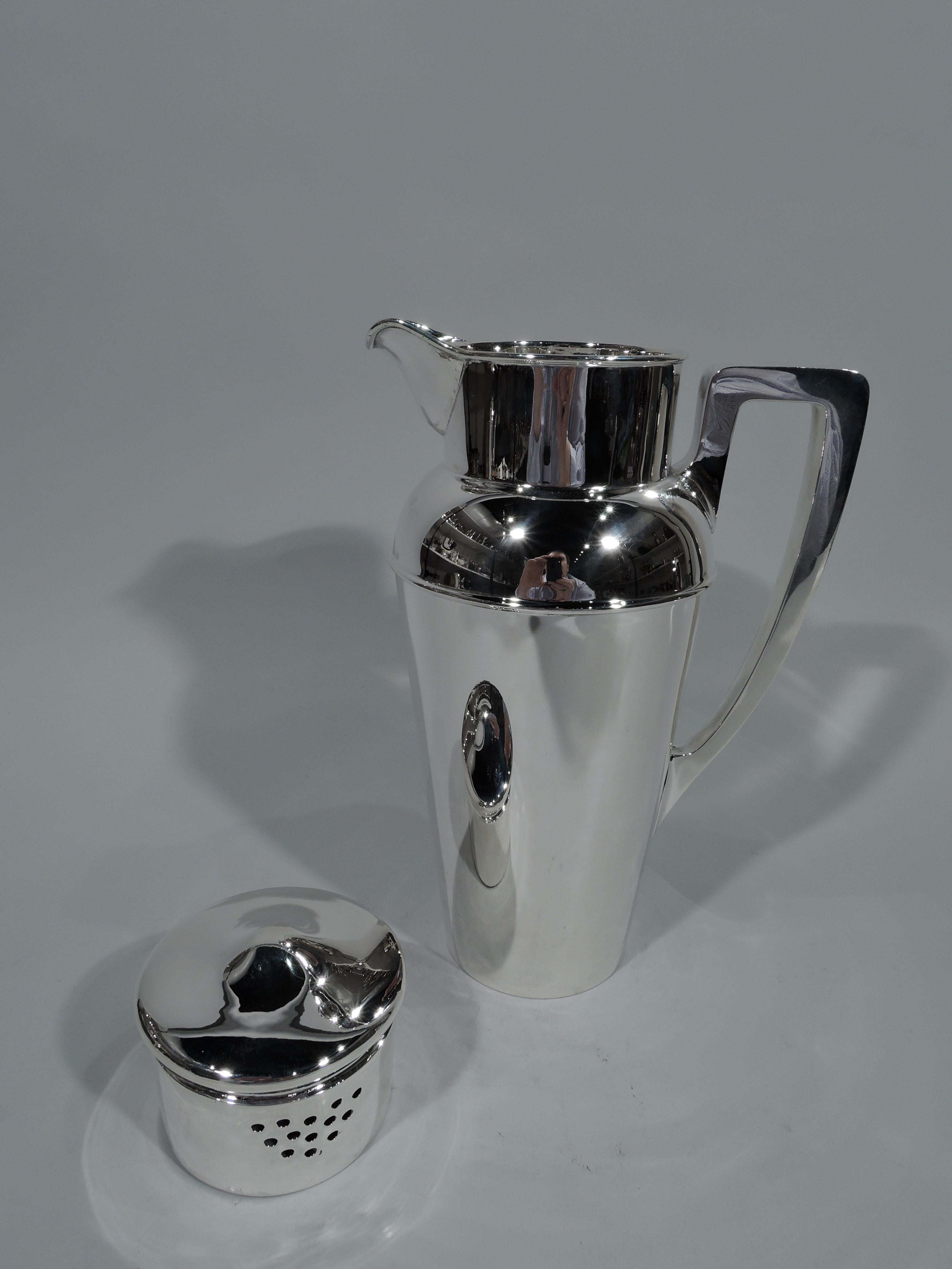 20th Century Large Shreve Art Deco Modern Sterling Silver Cocktail Shaker