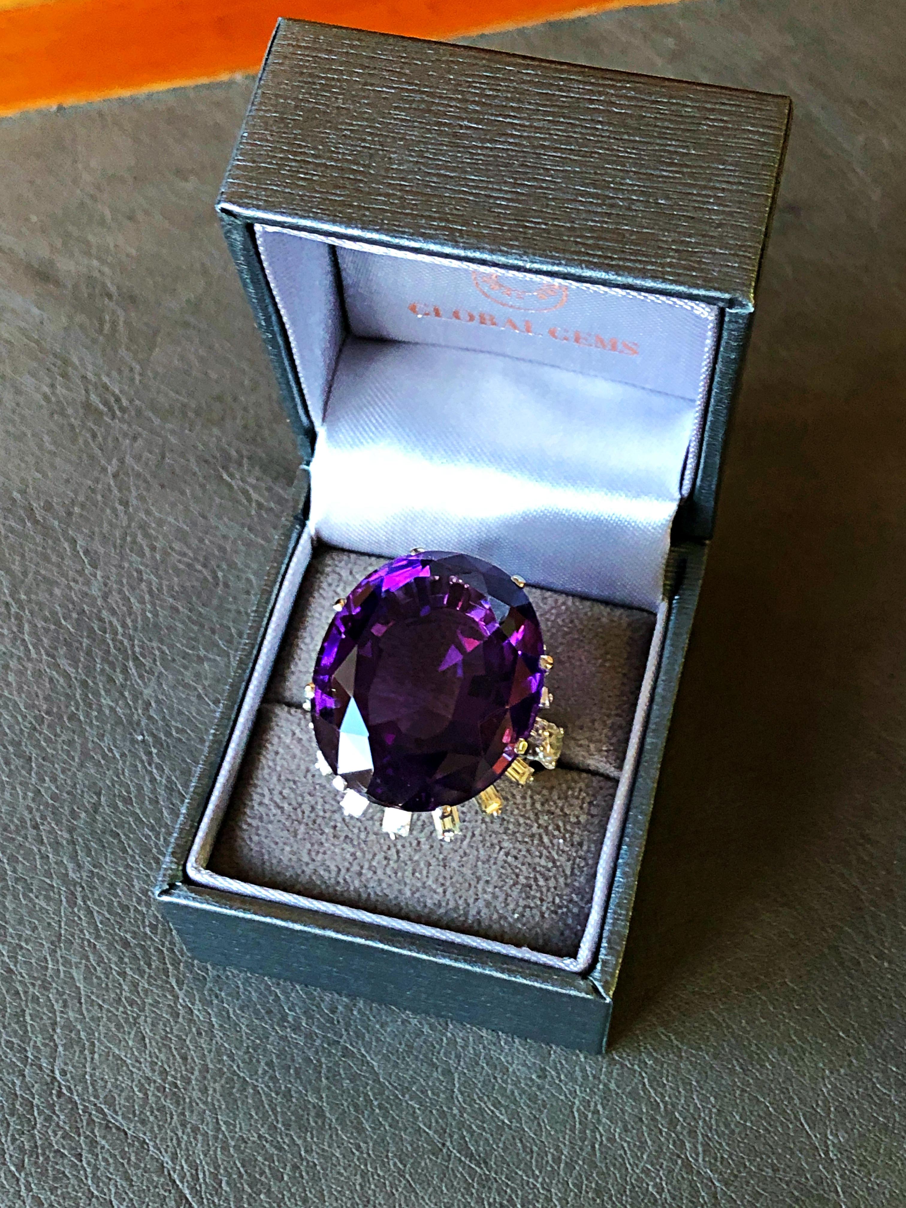 Large Siberian Amethyst and Diamond Cocktail Ring 1