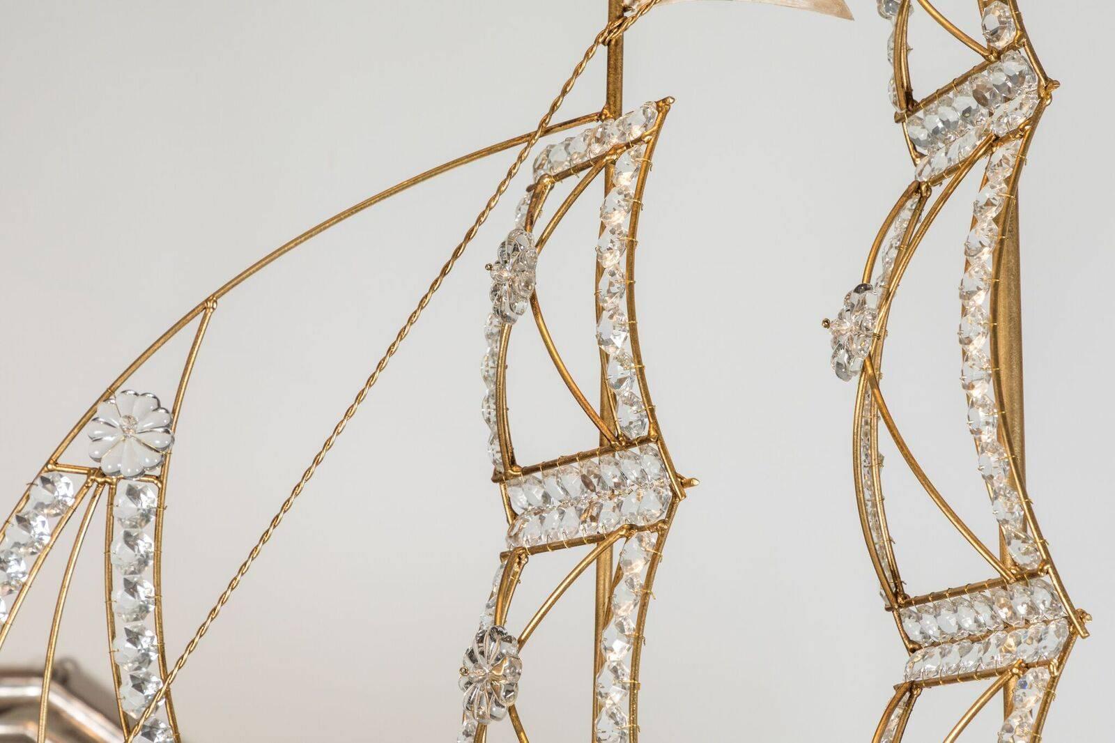 Mid-20th Century Large, Sicilian, Crystal Galleon Chandelier