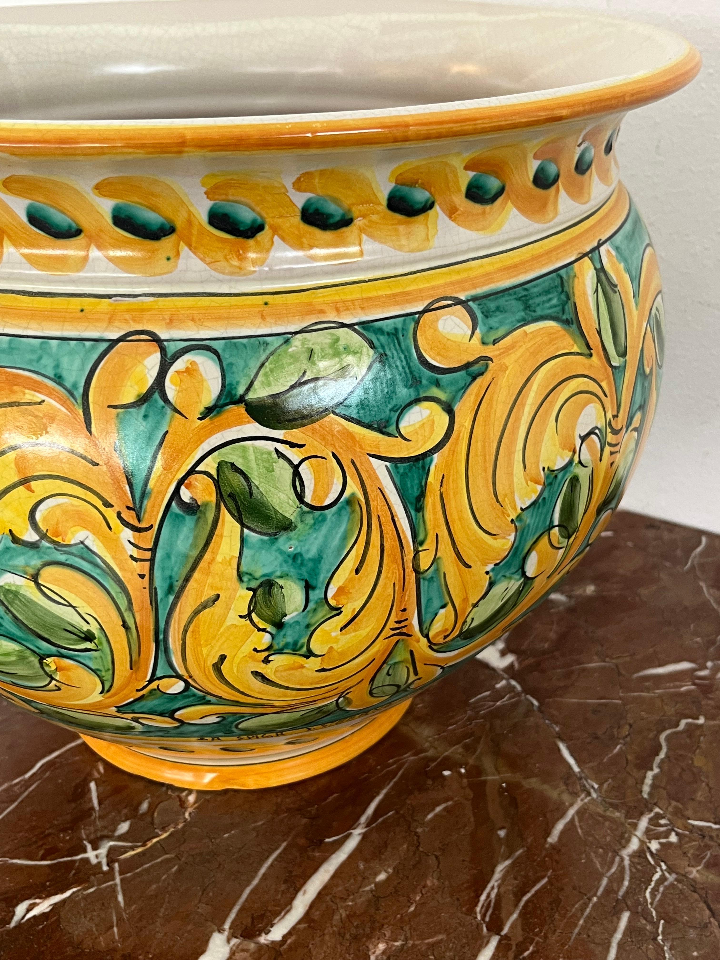 Grande cachepot siciliano in ceramica smaltata di Santo Stefano di Camastra, anni '70 in vendita 1