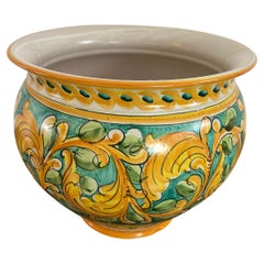 Grande cachepot siciliano in ceramica smaltata di Santo Stefano di Camastra, anni '70