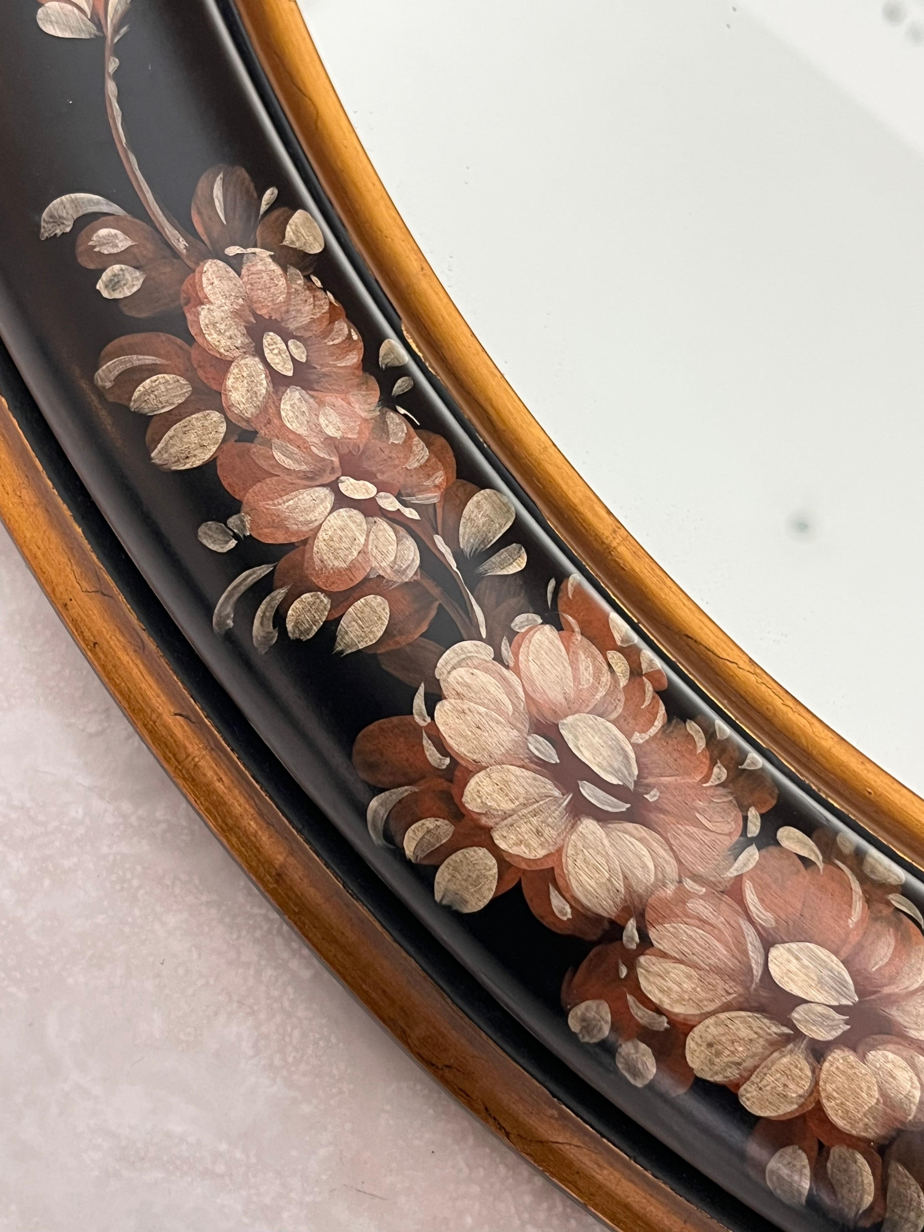 Italian Large Sicilian Mid-century Decorated Wall Mirror, 1950s For Sale