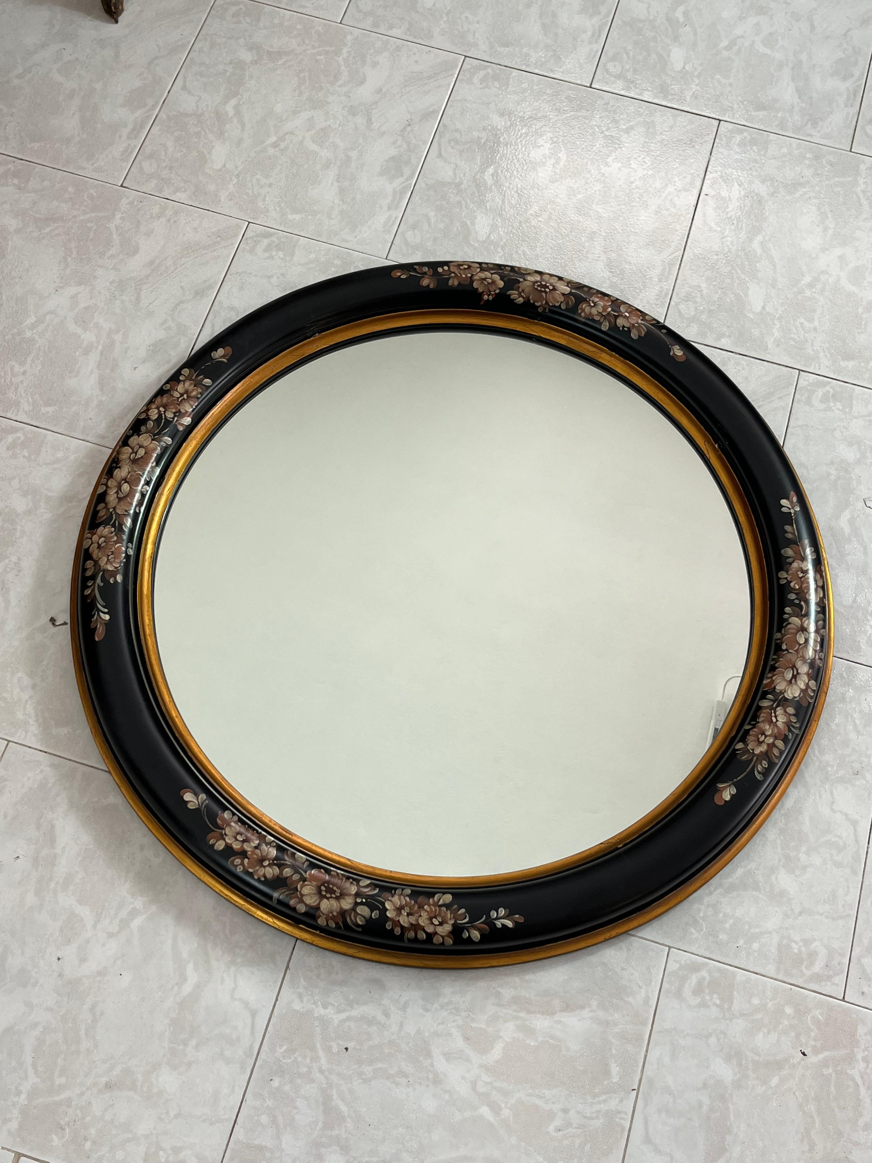 Large Sicilian Mid-century Decorated Wall Mirror, 1950s In Good Condition For Sale In Palermo, IT
