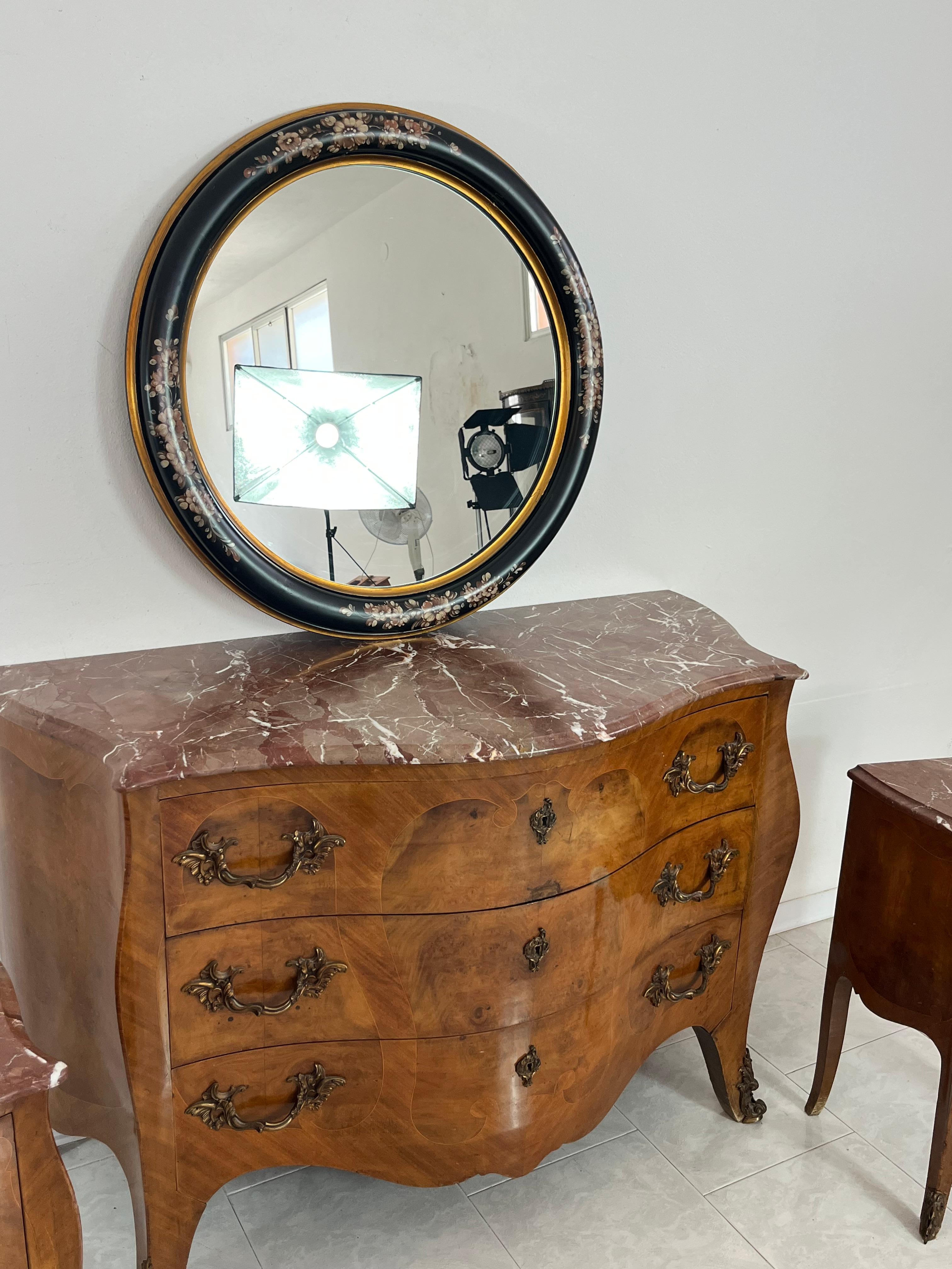 Large Sicilian Mid-century Decorated Wall Mirror, 1950s For Sale 1