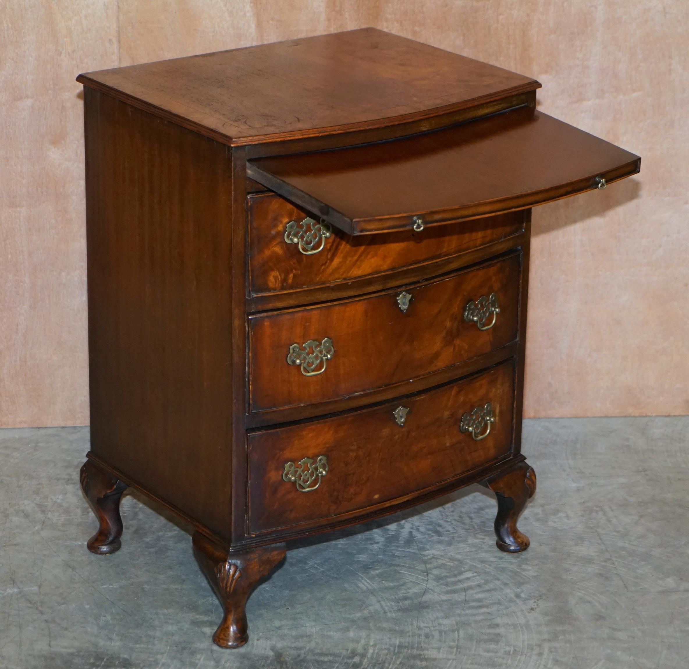 Large Side Table Sized Bow Fronted Chest of Drawers Made in the Georgian Manner 8