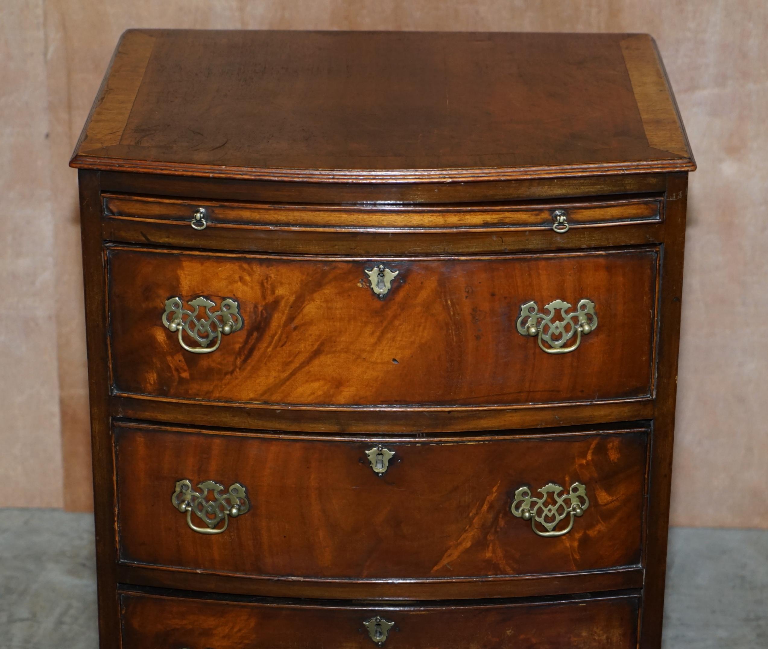 Hand-Crafted Large Side Table Sized Bow Fronted Chest of Drawers Made in the Georgian Manner