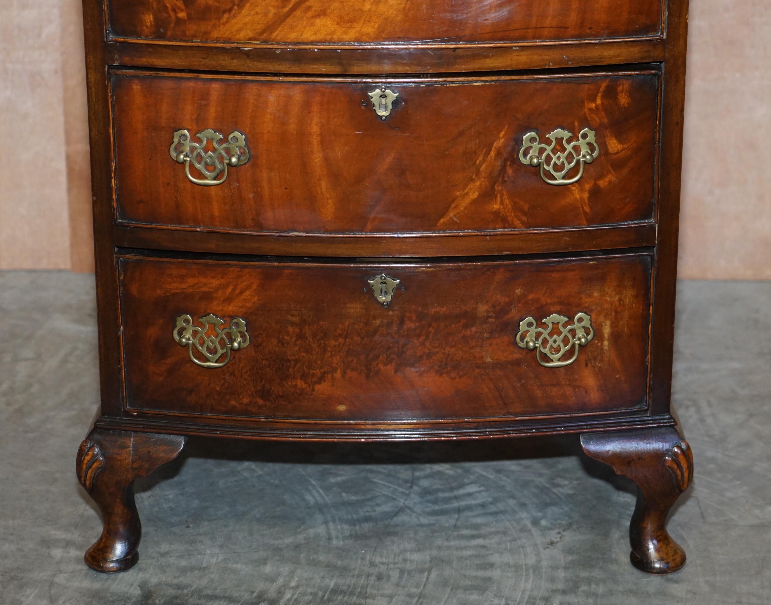 20th Century Large Side Table Sized Bow Fronted Chest of Drawers Made in the Georgian Manner