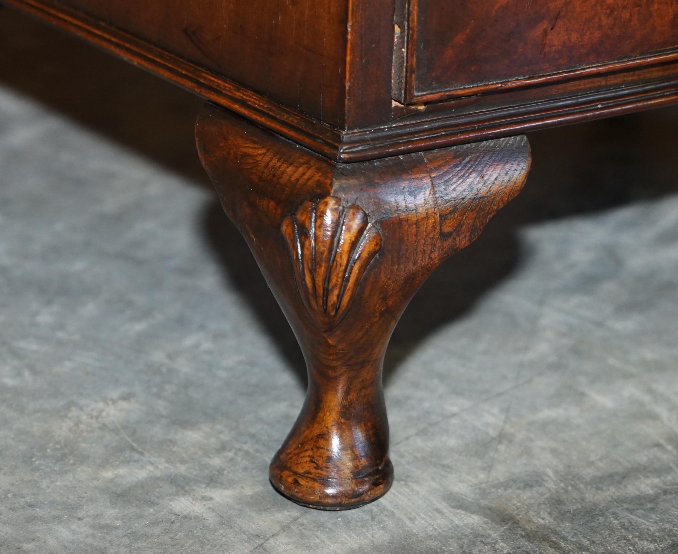 Brass Large Side Table Sized Bow Fronted Chest of Drawers Made in the Georgian Manner