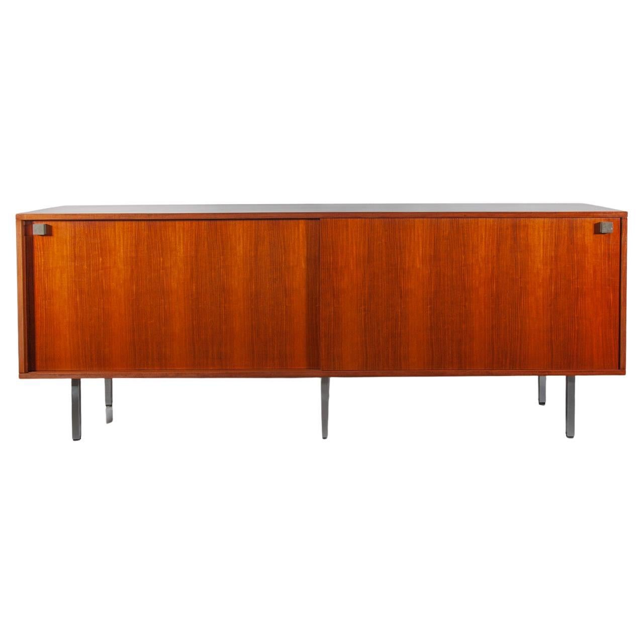 Sideboard by Alfred Hendricks for Belform, Belgium, 1960s. Large floating sideboard by Belgian designer Alfred Hendriks for the manufacture Belform. This sideboard consists of two sliding doors with characteristic chrome square handles. The design
