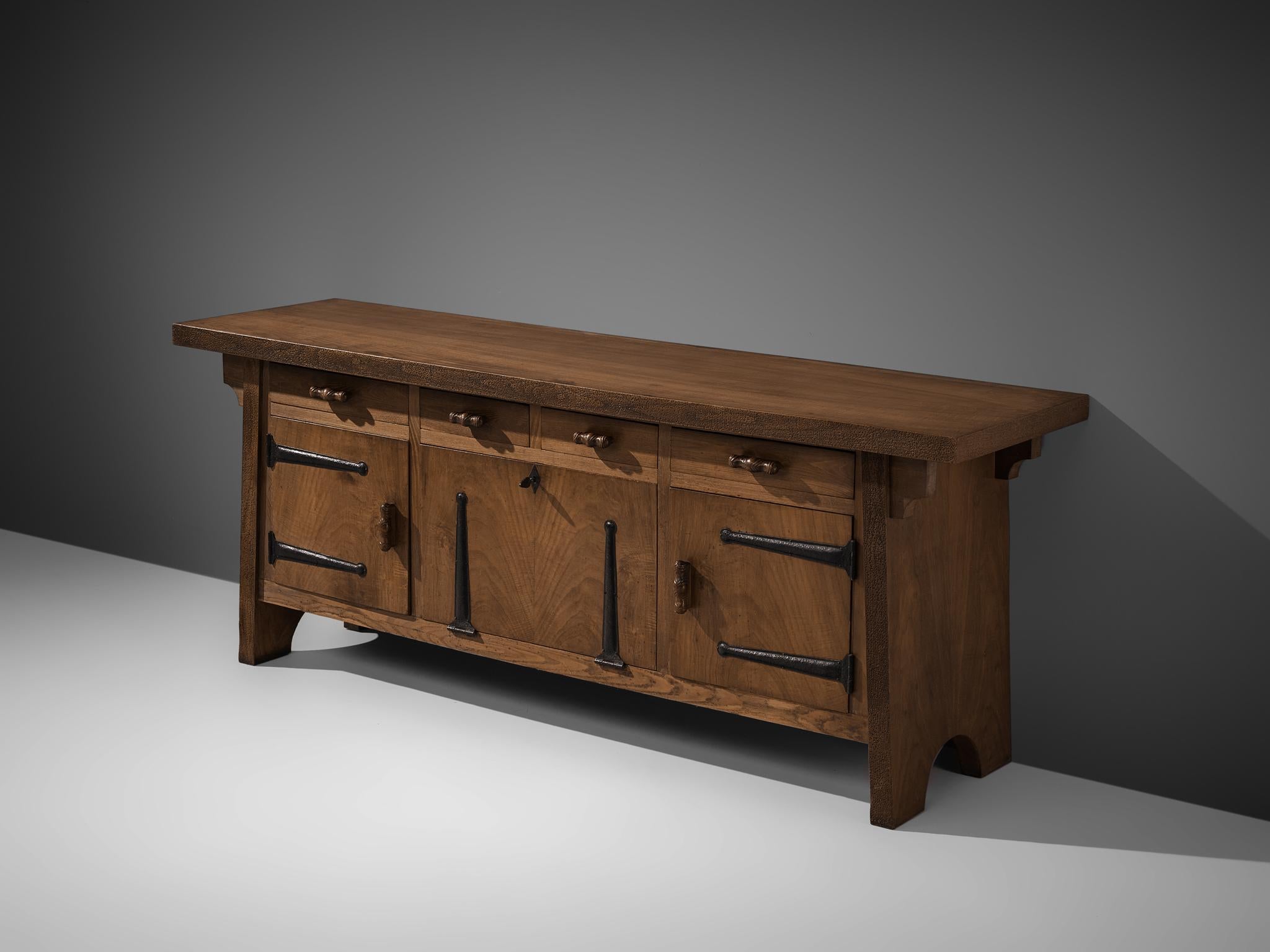 Mid-20th Century Large Sideboard by Ernesto Valabrega in Oak