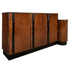 Large Art Deco Sideboard Cabinet in Speckled Mahogany – Italy 1930