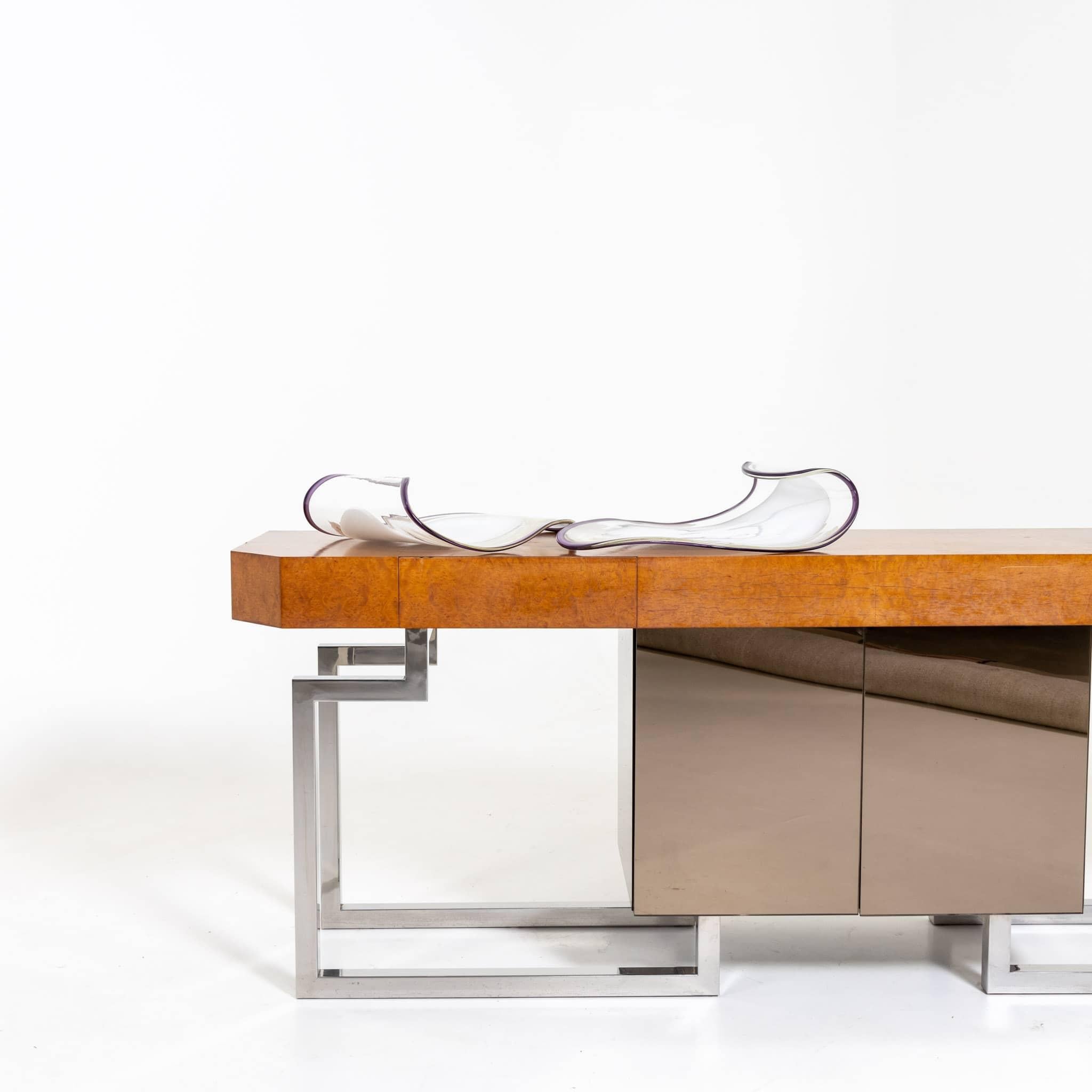 Large Sideboard in Chrome and Burlwood, 1970s 3