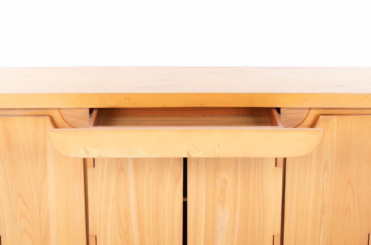 Large Sideboard in Solid Elm by Luigi Gorgoni Edited by Roche Bobois 1980 For Sale 1