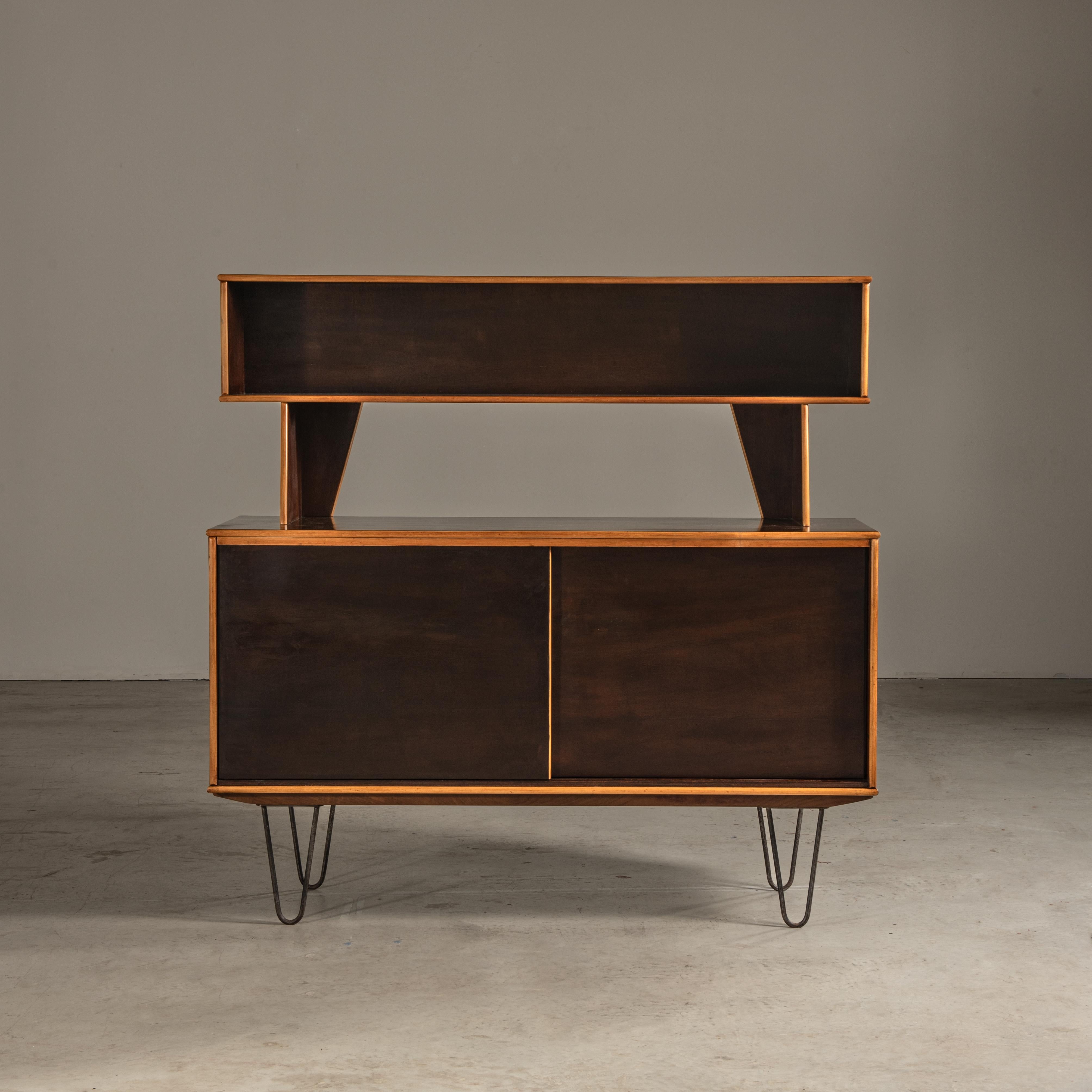 Mid-Century Modern Large Sideboard in Wood and Iron, by Martin Eisler, Mid-Century Brazilian Design