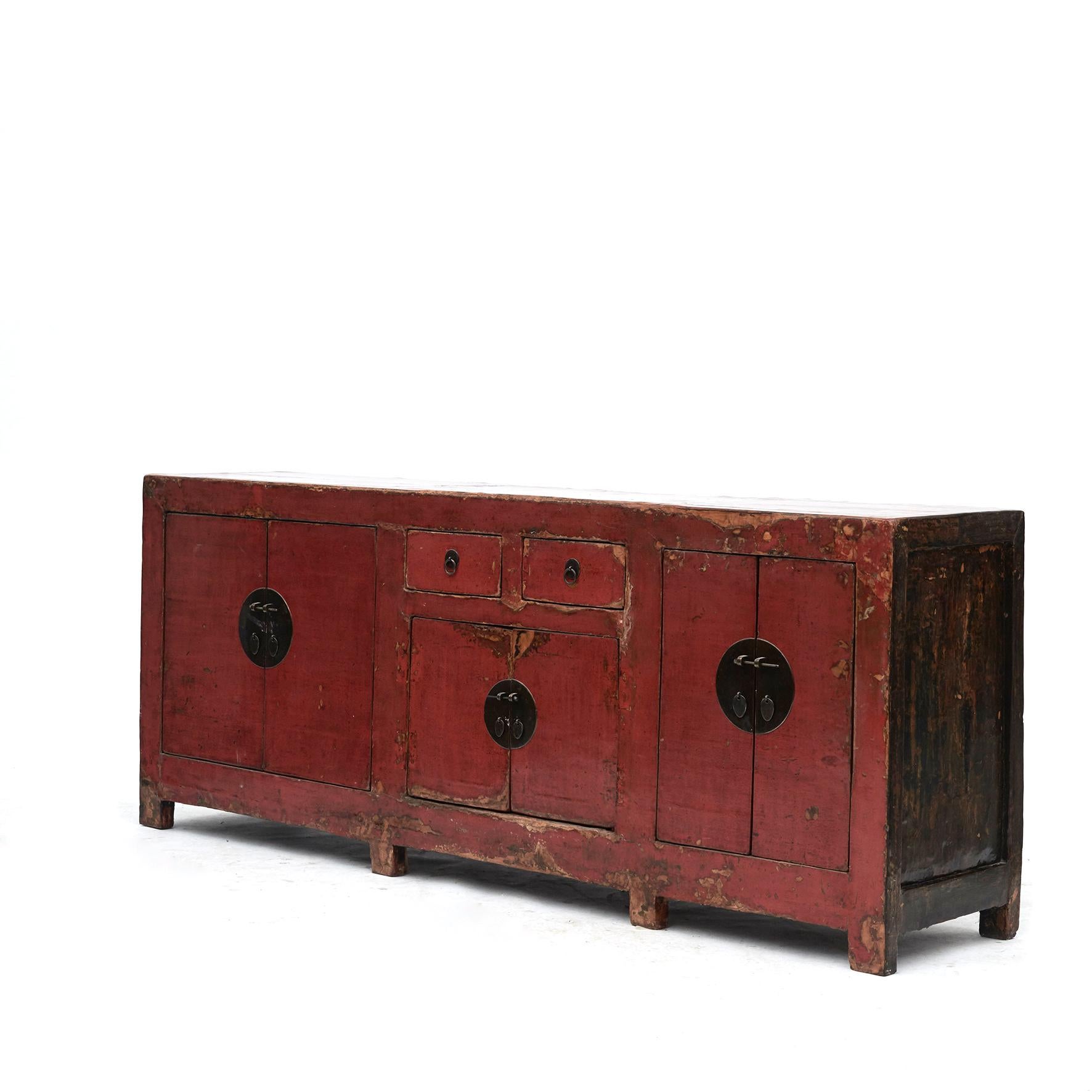 Qing Large Sideboard, Original Red Lacquer