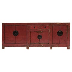 Antique Large Sideboard, Original Red Lacquer