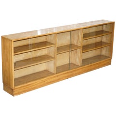 Large Sideboard Sized Light Mahogany Bookcase Glass Doors