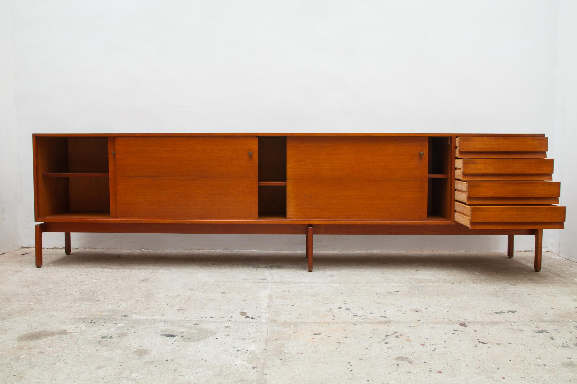 Large sideboard by Van den Berghe-Pauvers Gent, Belgium. This unrestored and in all original condition sideboard was designed by Jos De Mey in the 1950s. Well, known is the work of Jos De Mey, designs of this period are more exclusive and hard to