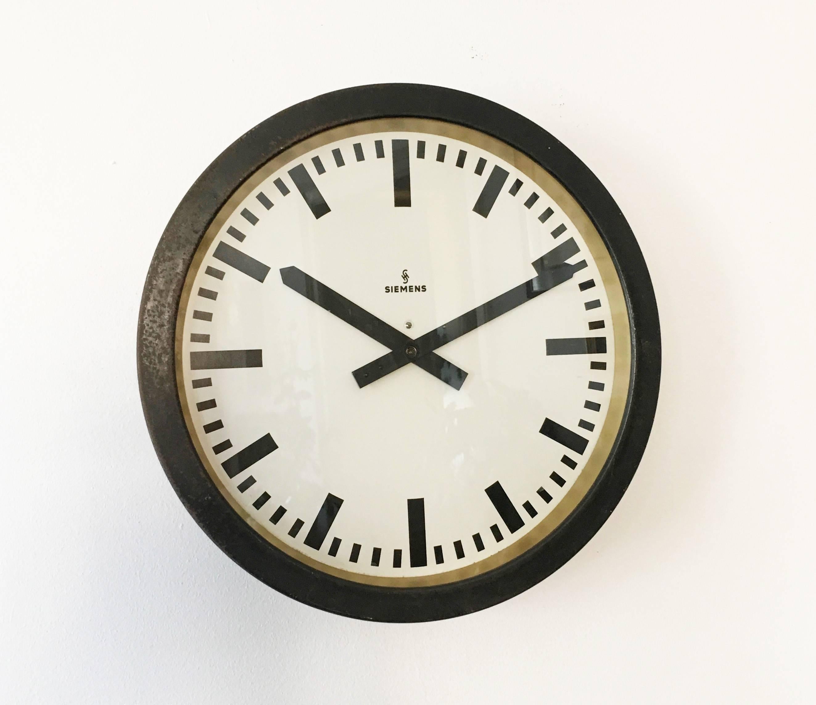 German Large Siemens Factory Industrial or Station Wall Clock For Sale
