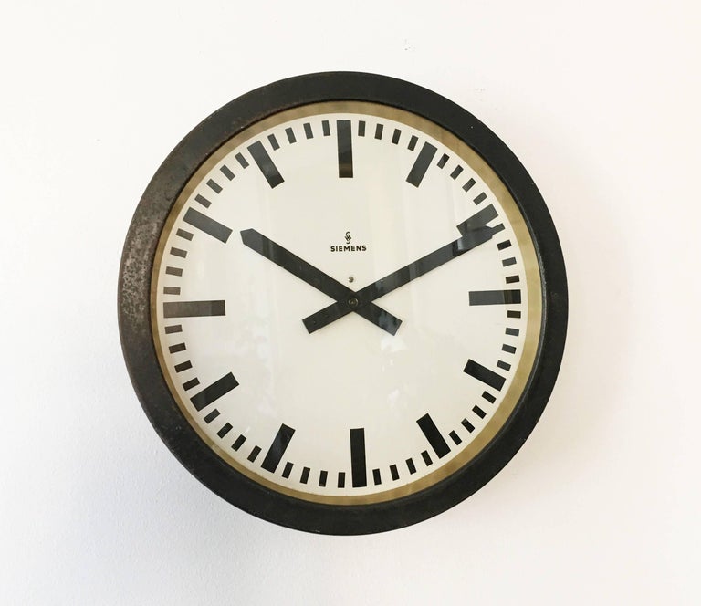 Steel Large Siemens Factory Industrial or Station Wall Clock For Sale