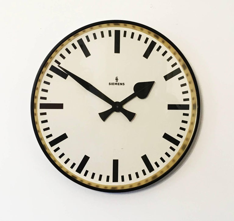 Large Siemens Factory, Station or Workshop Wall Clock at 1stDibs
