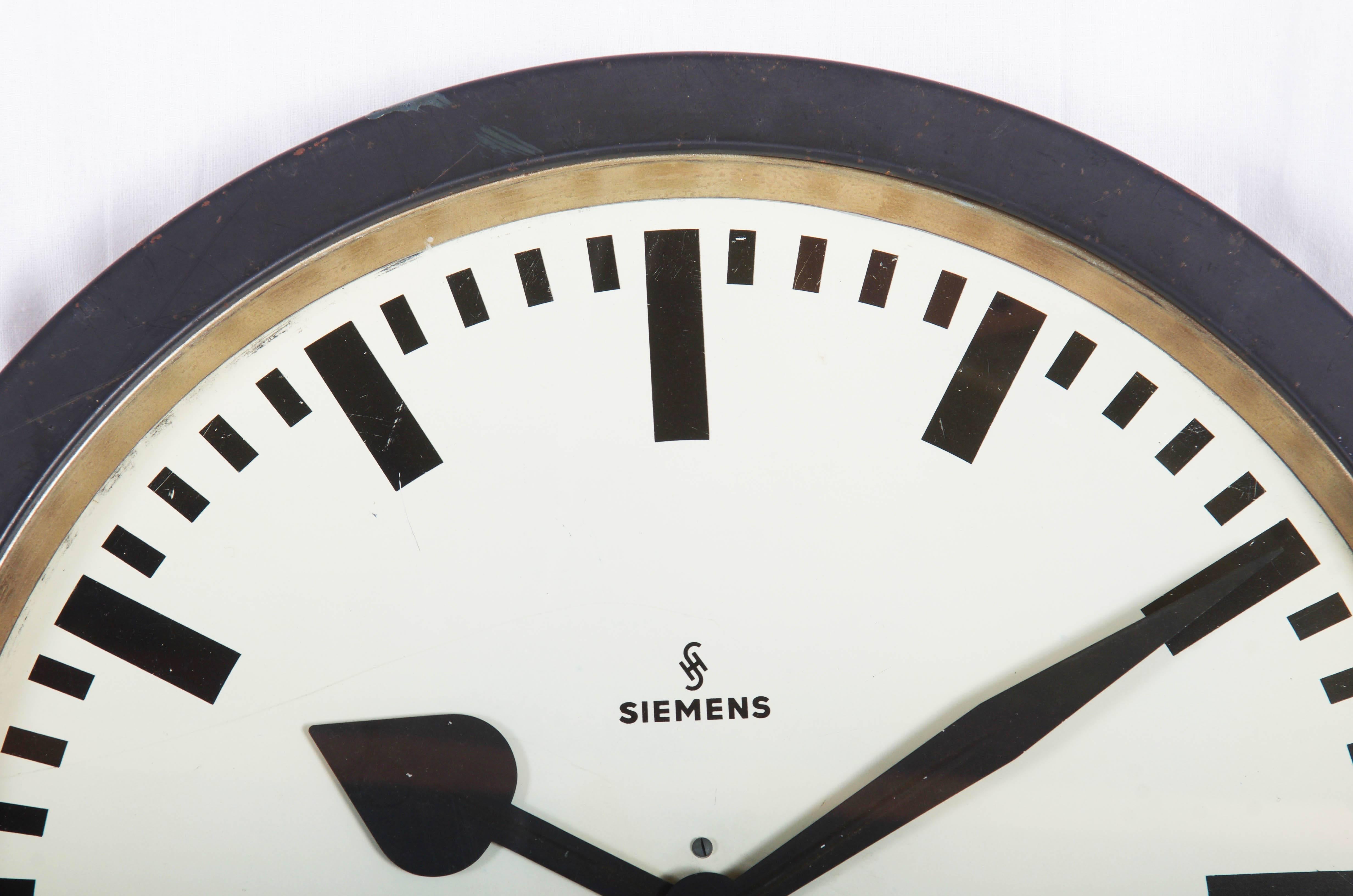 Mid-20th Century Large Siemens Industrial or Station Wall Clock