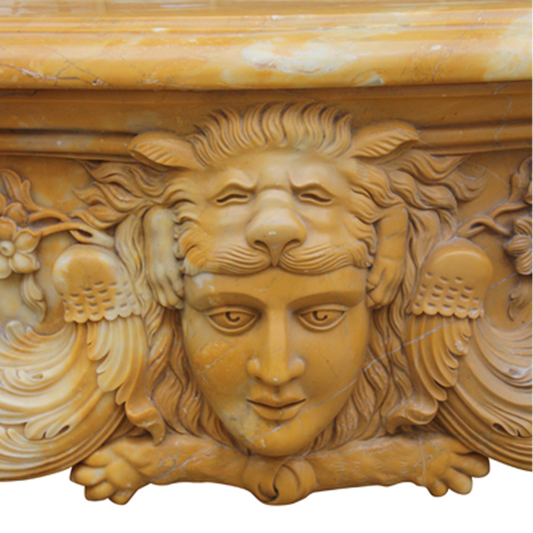 European Large Sienna Marble Chimneypiece in Louis XV Manner For Sale