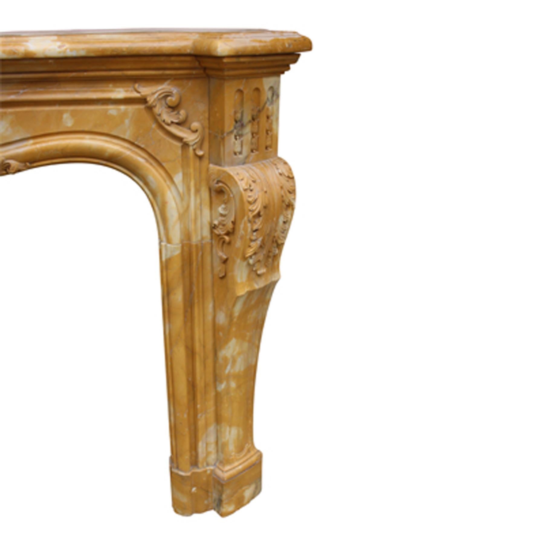 Large Sienna Marble Chimneypiece in Louis XV Manner In Good Condition For Sale In Bagshot, GB