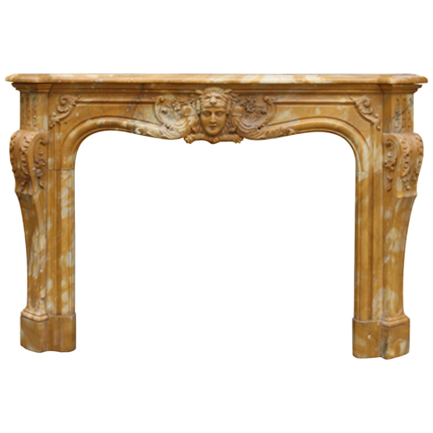 Large Sienna Marble Chimneypiece in Louis XV Manner For Sale