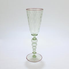 Large Signed Alan Goldfarb American Art Glass Venetian Style Glass Goblet