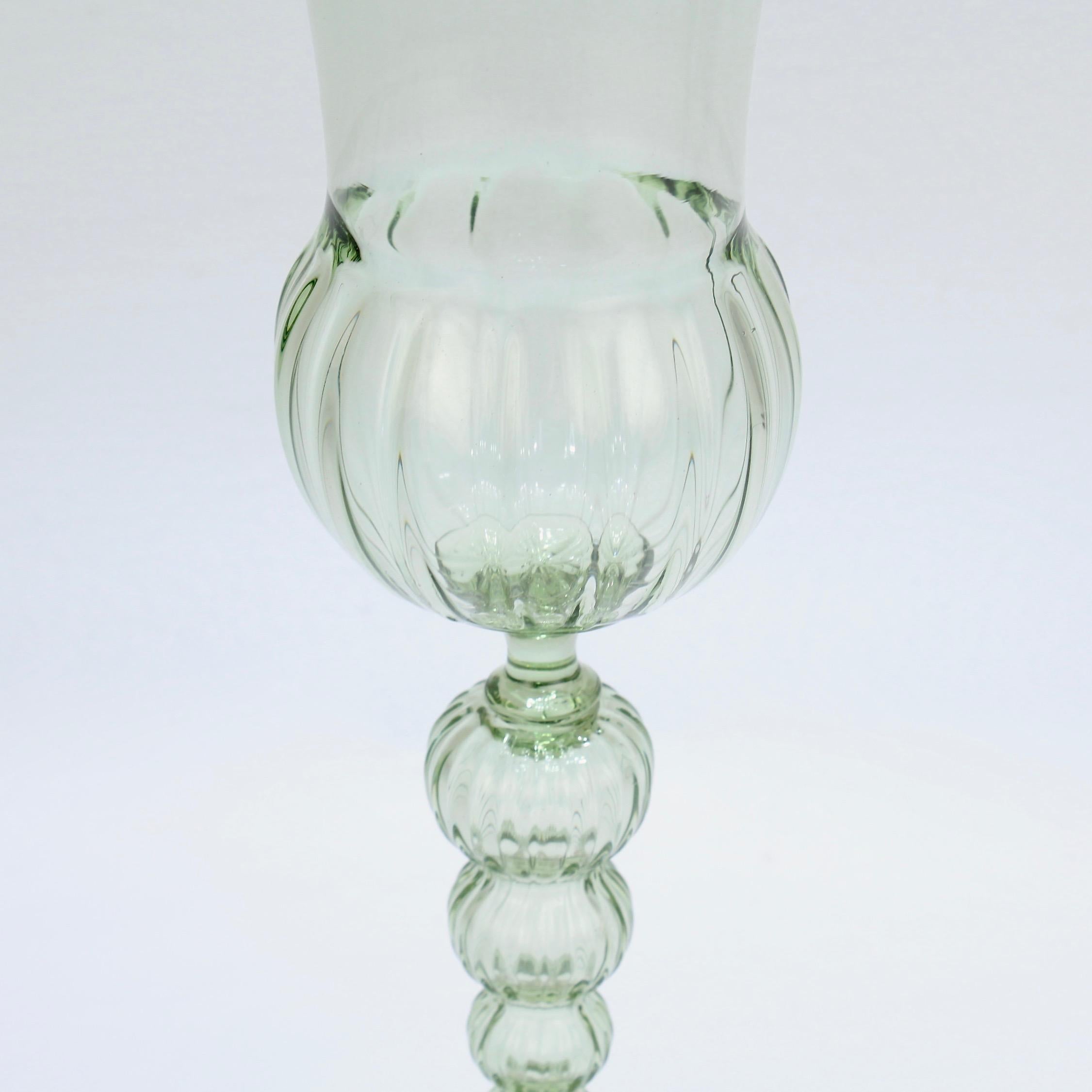 Large Signed Alan Goldfarb American Art Glass Venetian Style Glass Goblet In Good Condition For Sale In Philadelphia, PA