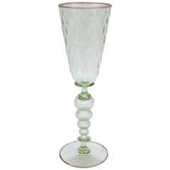 Vintage Large Signed Alan Goldfarb American Art Glass Venetian Style Glass Goblet