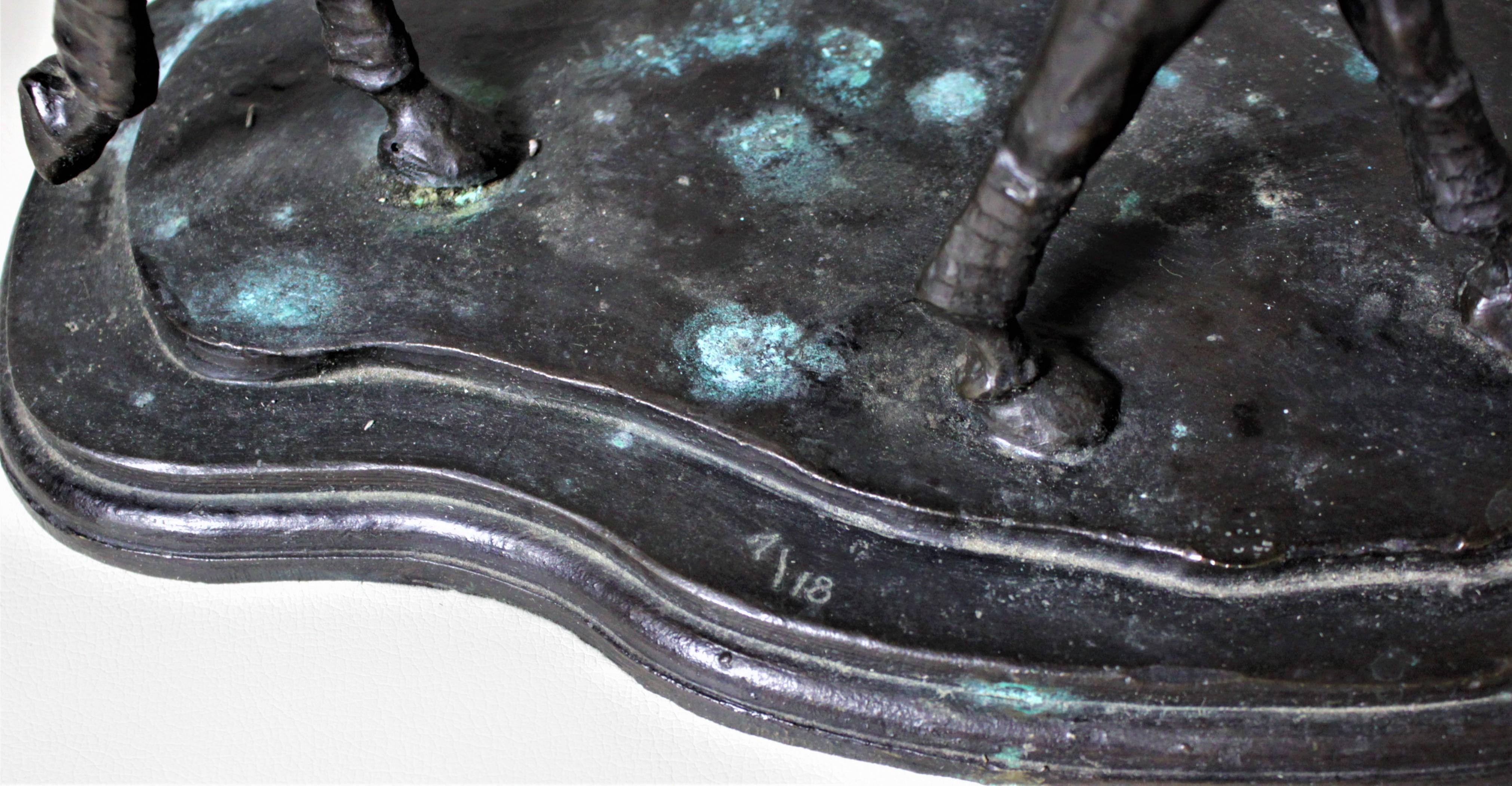 Große signierte antike Bronze-Polospieler-Skulptur mit dem Titel „The Ride Off“ im Angebot 5