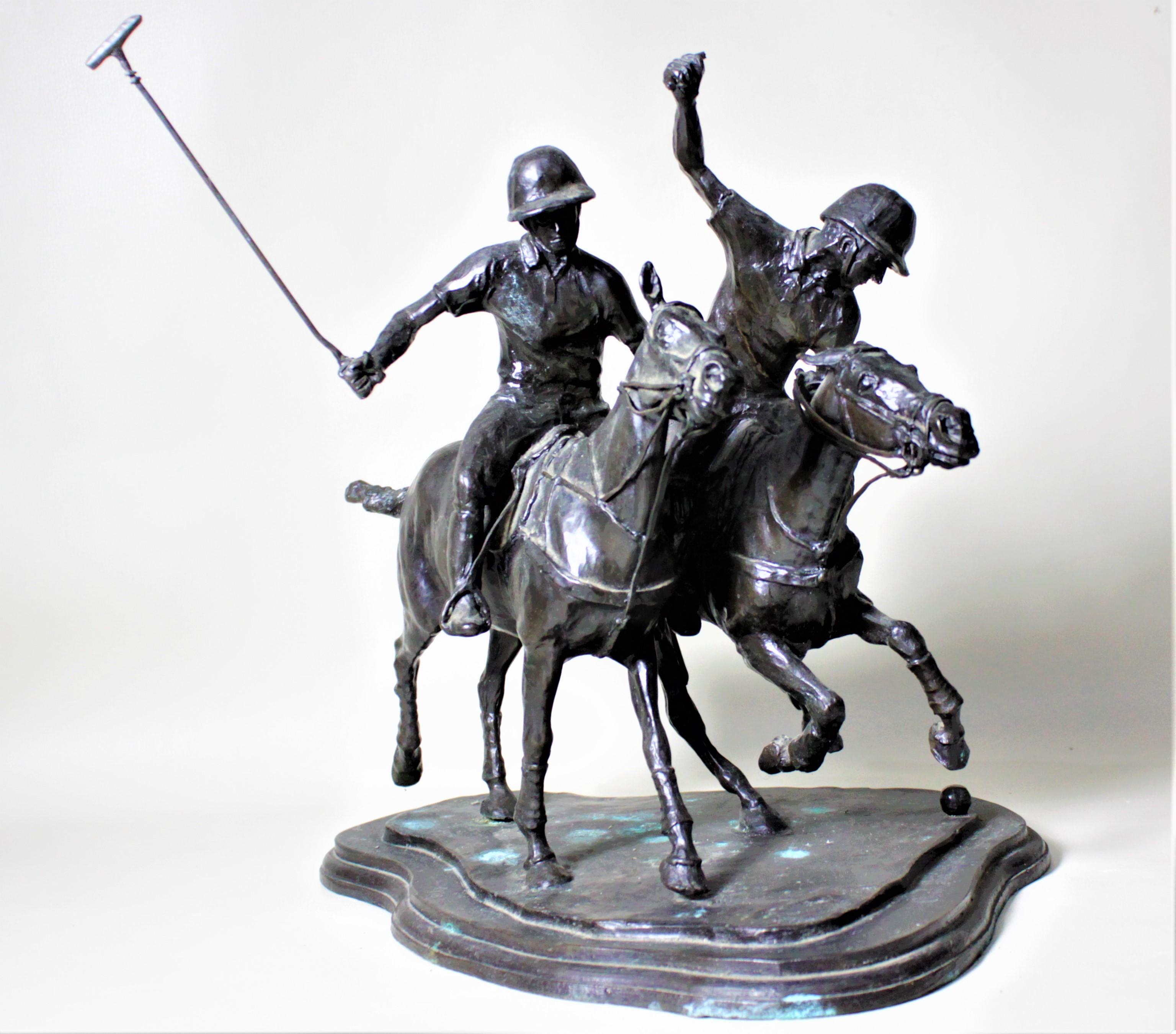 This large and substantial signed and numbered cast bronze sculpture was made in the early 20th century and is presumed to originate from France or England. There is a signature with the universal copyright mark on the rear of this bronze, but we