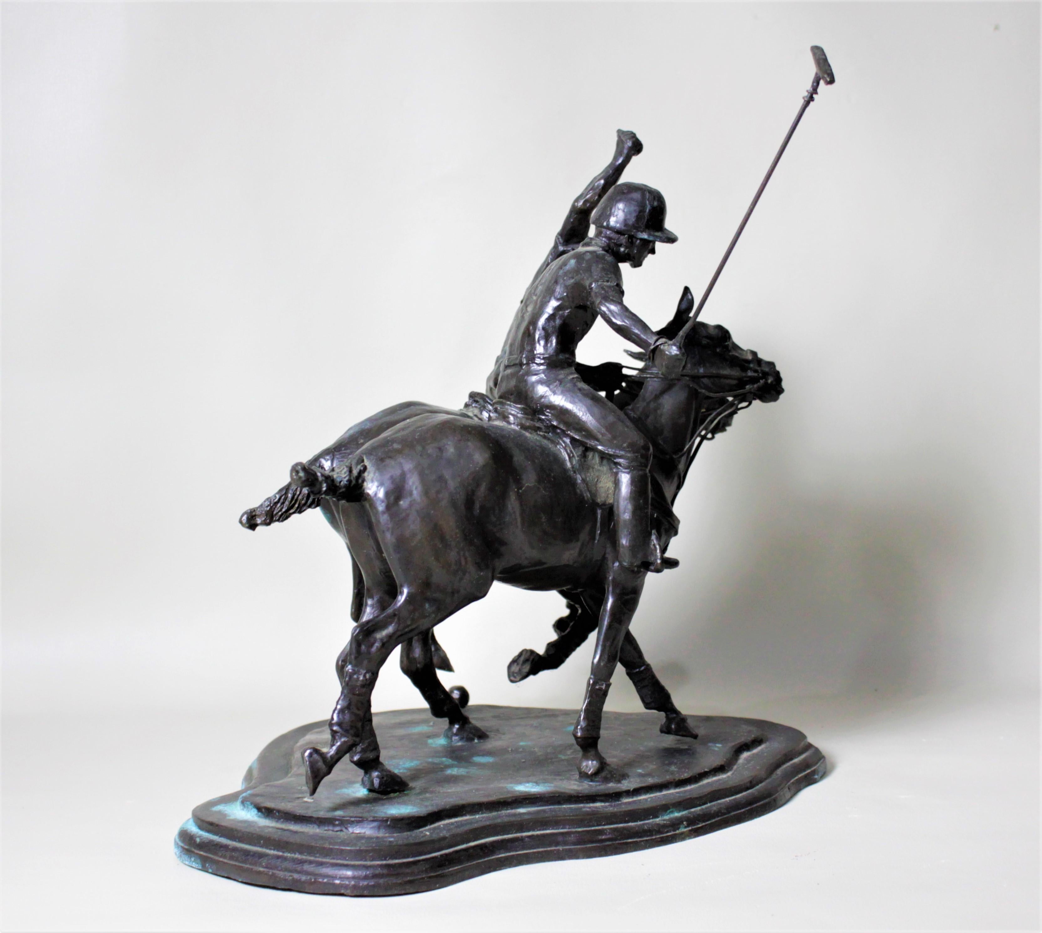 Große signierte antike Bronze-Polospieler-Skulptur mit dem Titel „The Ride Off“ im Angebot 1