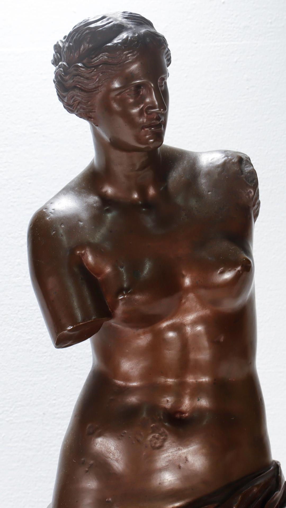 Belle Époque Large Signed Barbedienne Antique French Bronze Sculpture of the Venus de Milo  For Sale