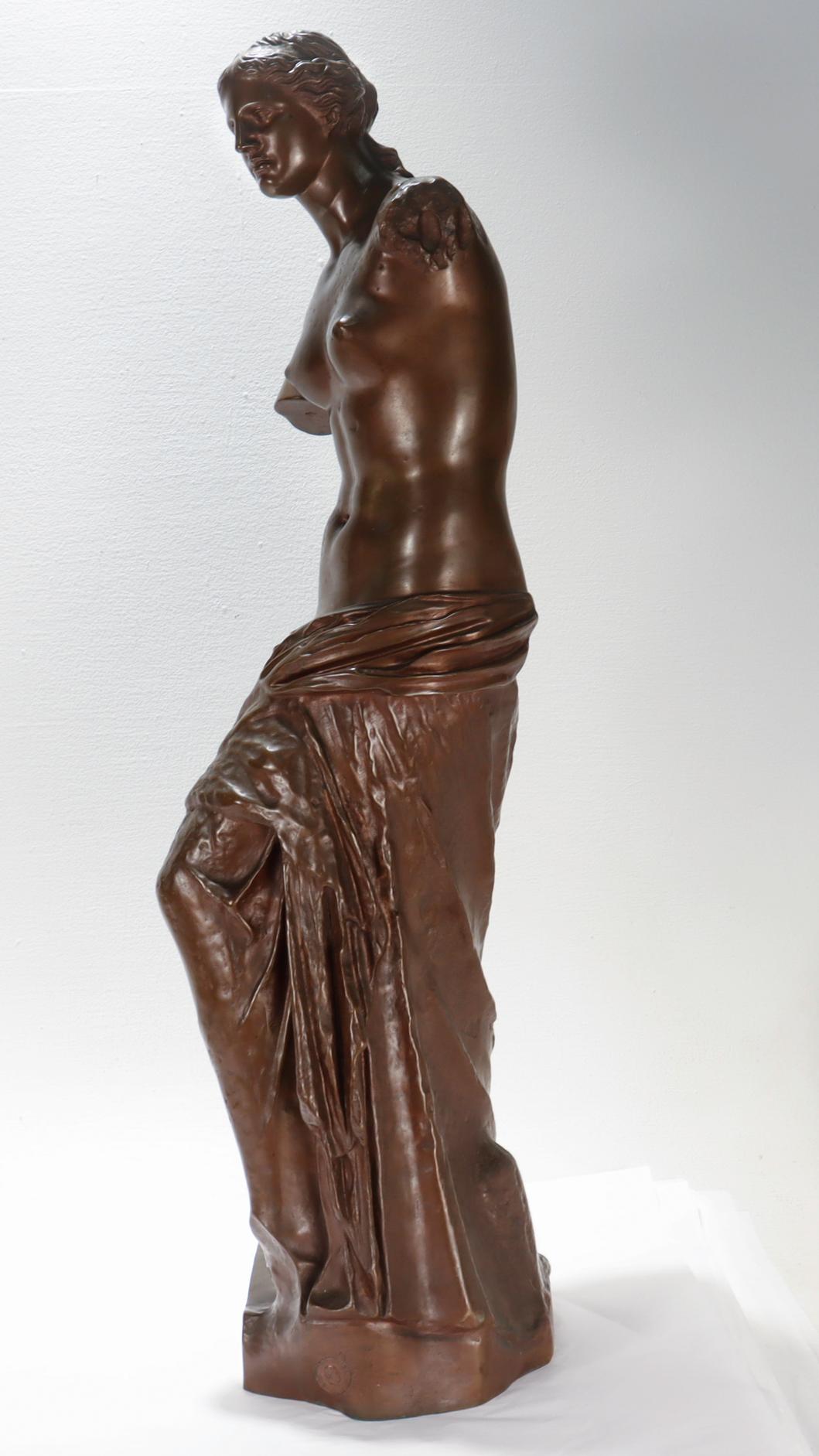 19th Century Large Signed Barbedienne Antique French Bronze Sculpture of the Venus de Milo  For Sale