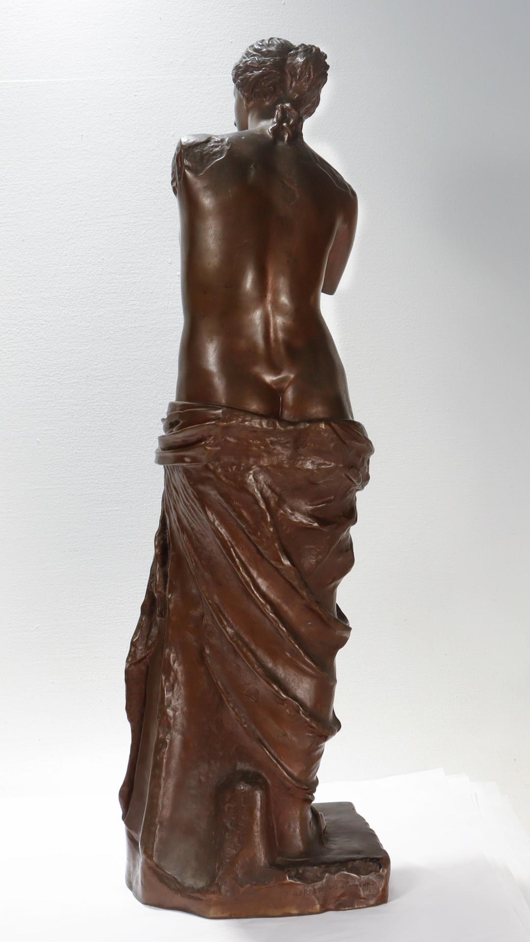 Large Signed Barbedienne Antique French Bronze Sculpture of the Venus de Milo  For Sale 2