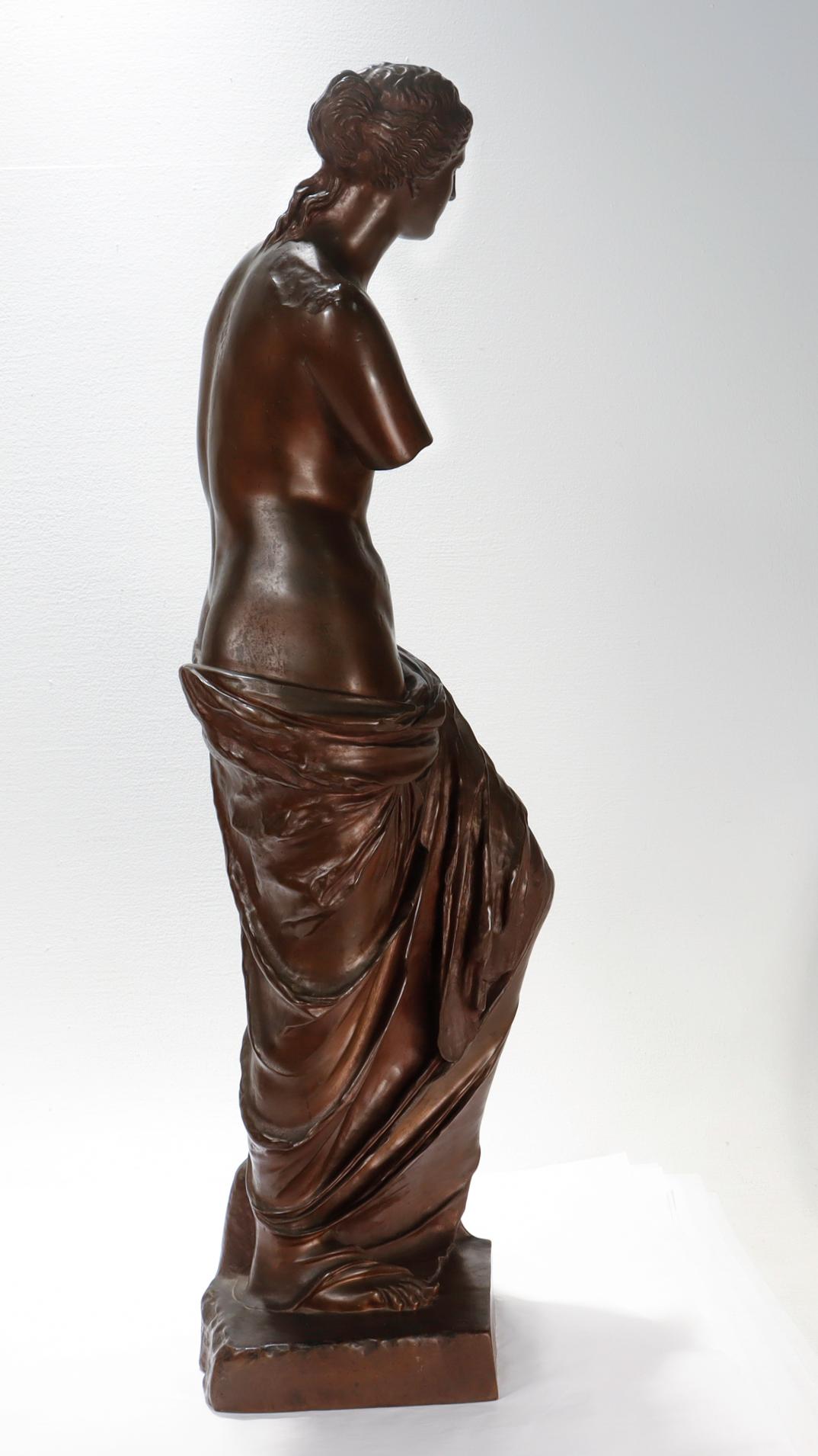 Large Signed Barbedienne Antique French Bronze Sculpture of the Venus de Milo  For Sale 3