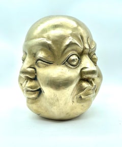 Large Signed Bronze Statue of Four-Faced Buddha