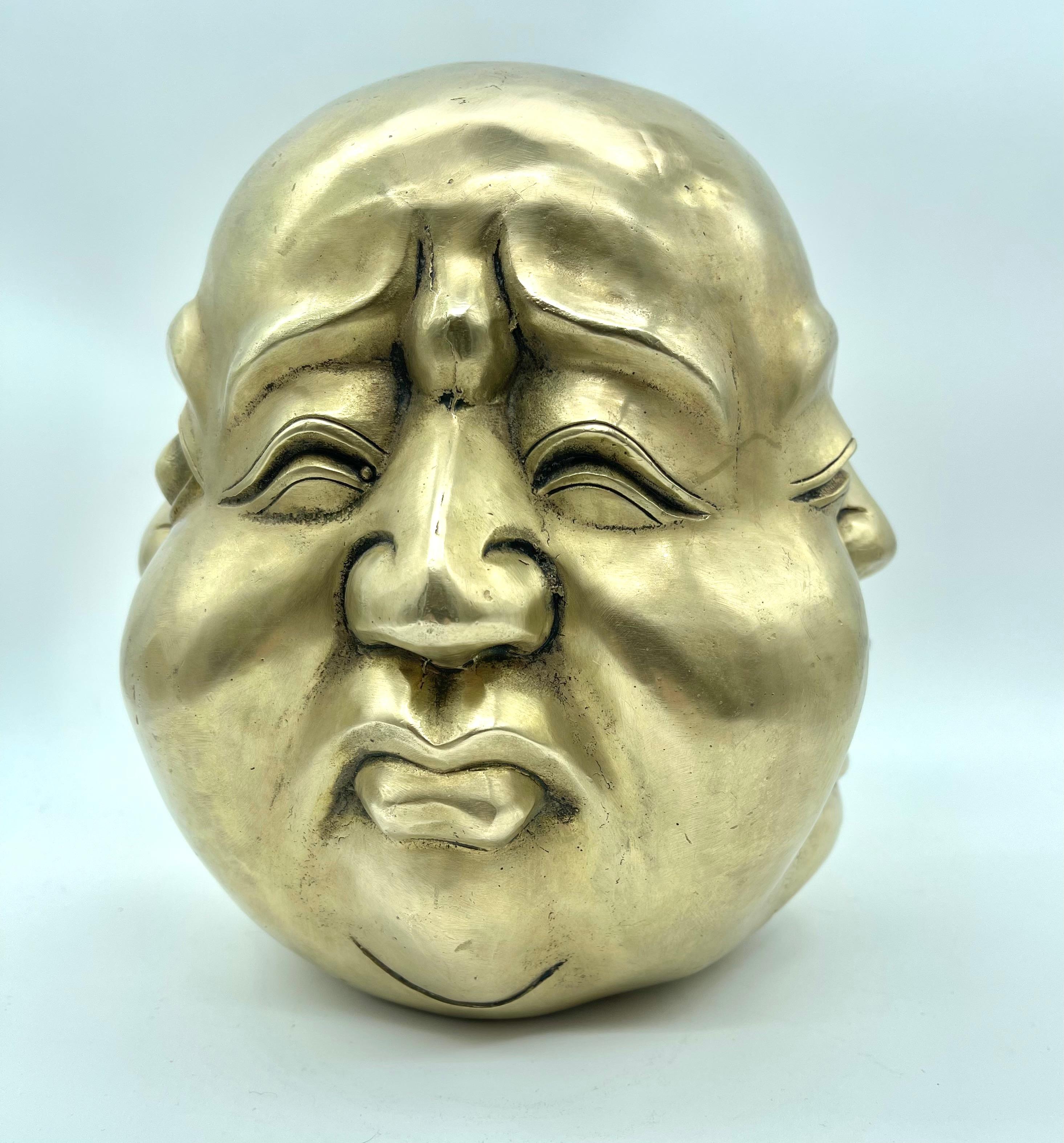 Gran estatua de bronce firmada de Buda de cuatro caras en Bueno estado para la venta en LA FERTÉ-SOUS-JOUARRE, FR