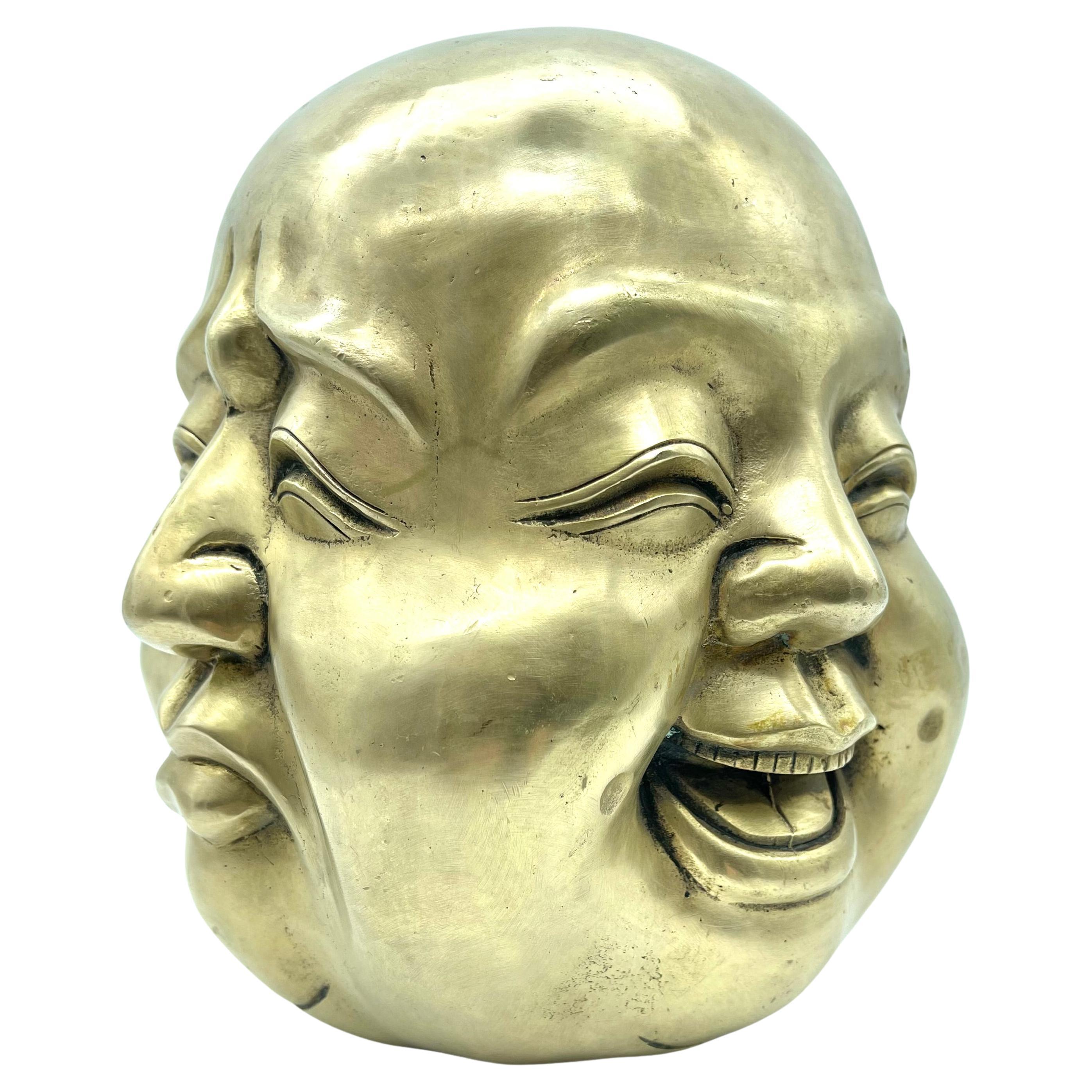 Large Signed Bronze Statue of Four-Faced Buddha