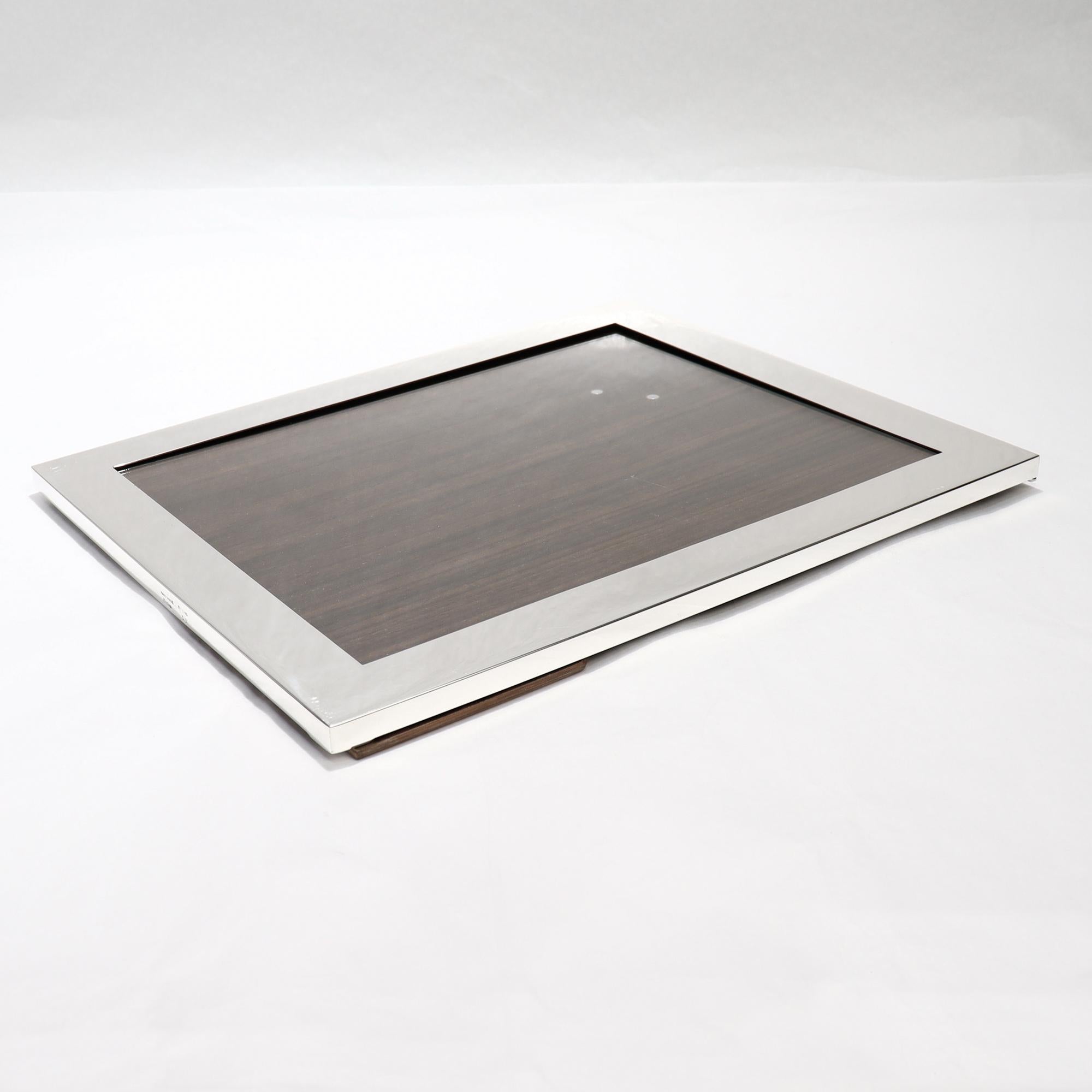 Modern Large Signed Cartier Sterling Silver Mid-Century Photo / Picture Frame For Sale