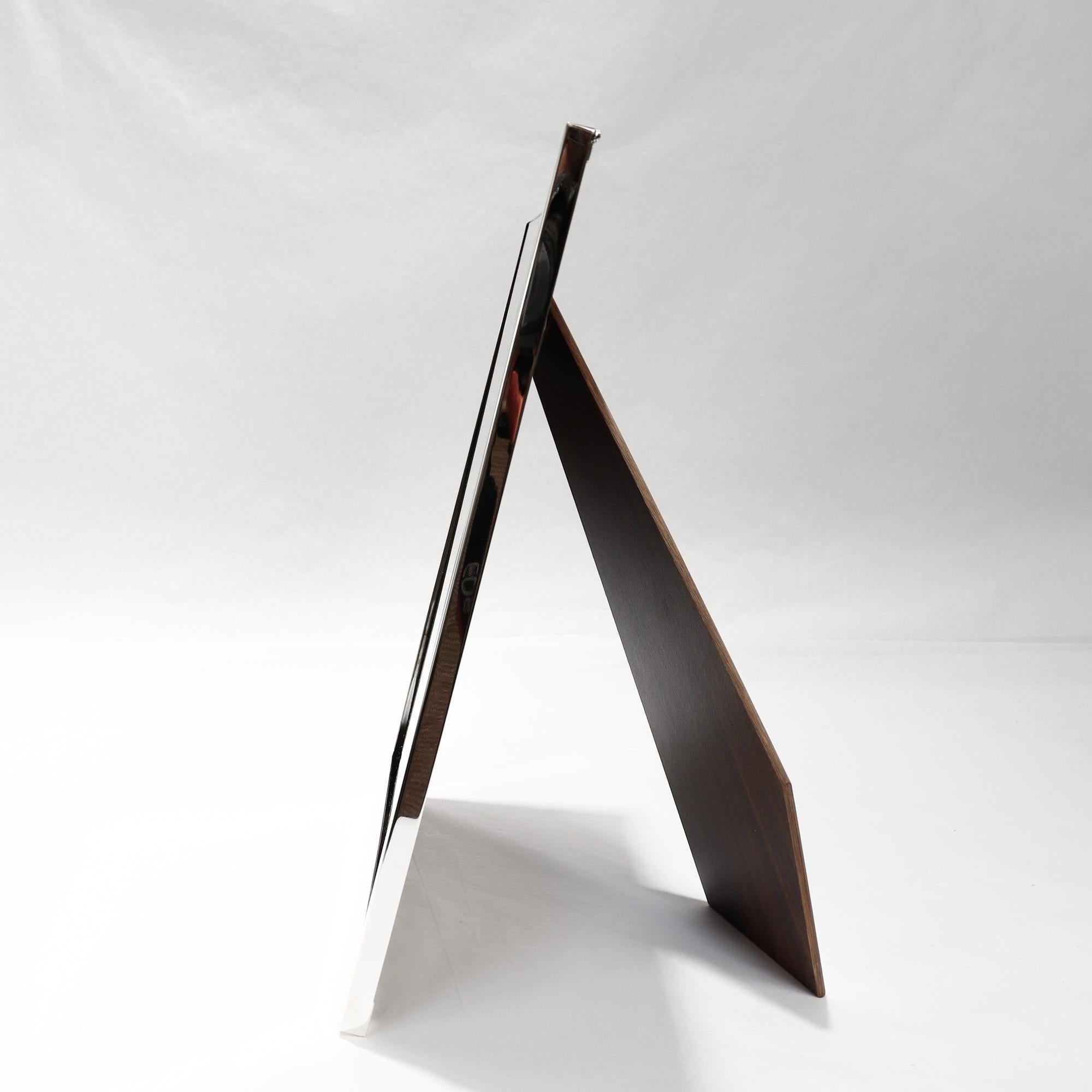 Large Signed Cartier Sterling Silver Mid-Century Photo / Picture Frame In Good Condition For Sale In Philadelphia, PA