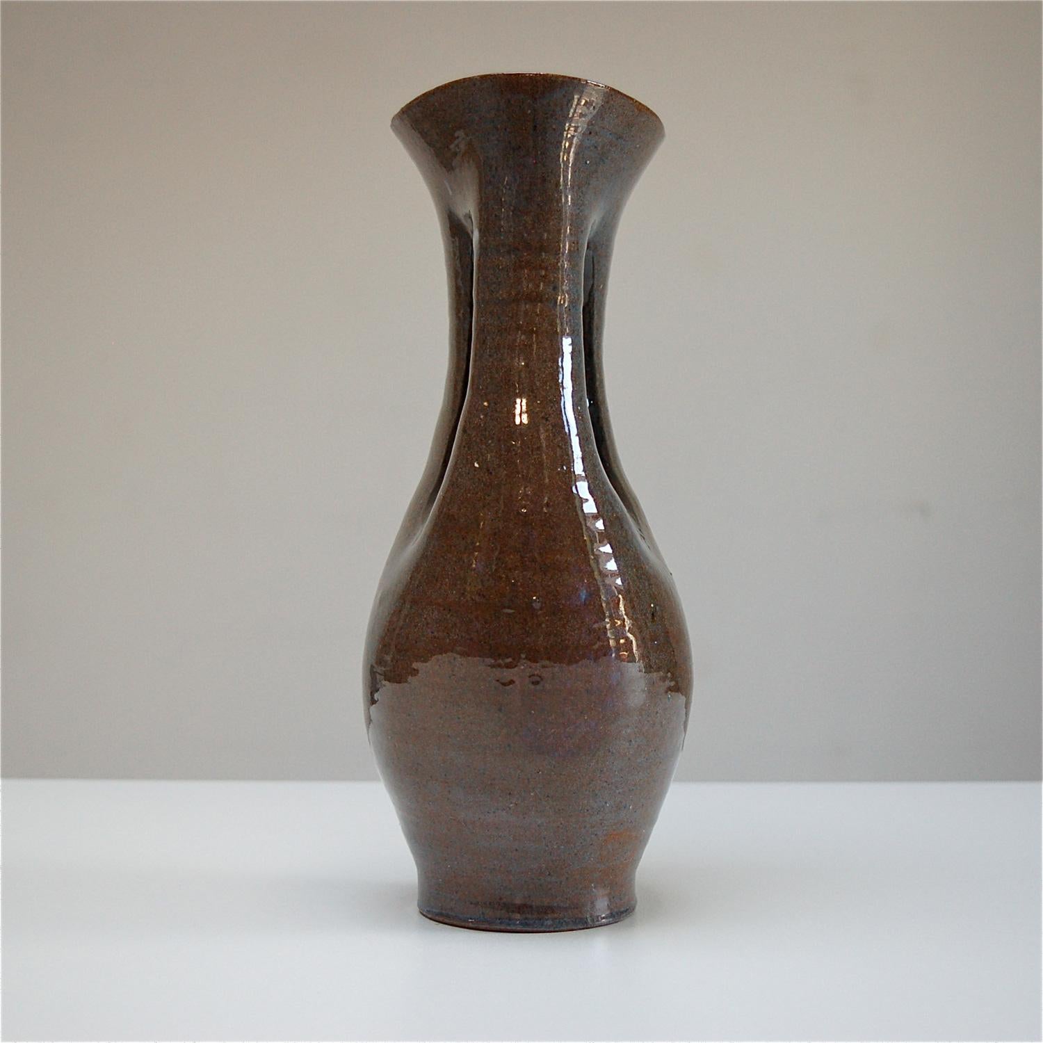 Glazed Large Signed Ceramic Vase by Antoine de Vinck, Belgium, 1950s For Sale