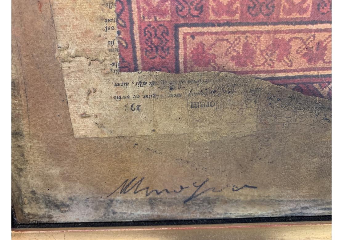 Gran obra contemporánea firmada de técnica mixta sobre tabla, manzanas y alfombras en venta 8