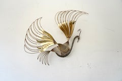 Large Signed Curtis Jere Peacock in Flight Wall Art – Vintage 1980s