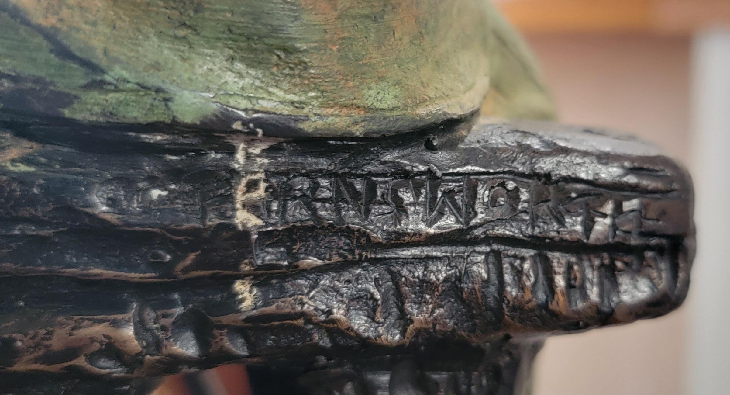 Bronzo Scultura in bronzo di Farnsworth di grandi dimensioni, firmata, raffigurante un gentiluomo del sud seduto in vendita