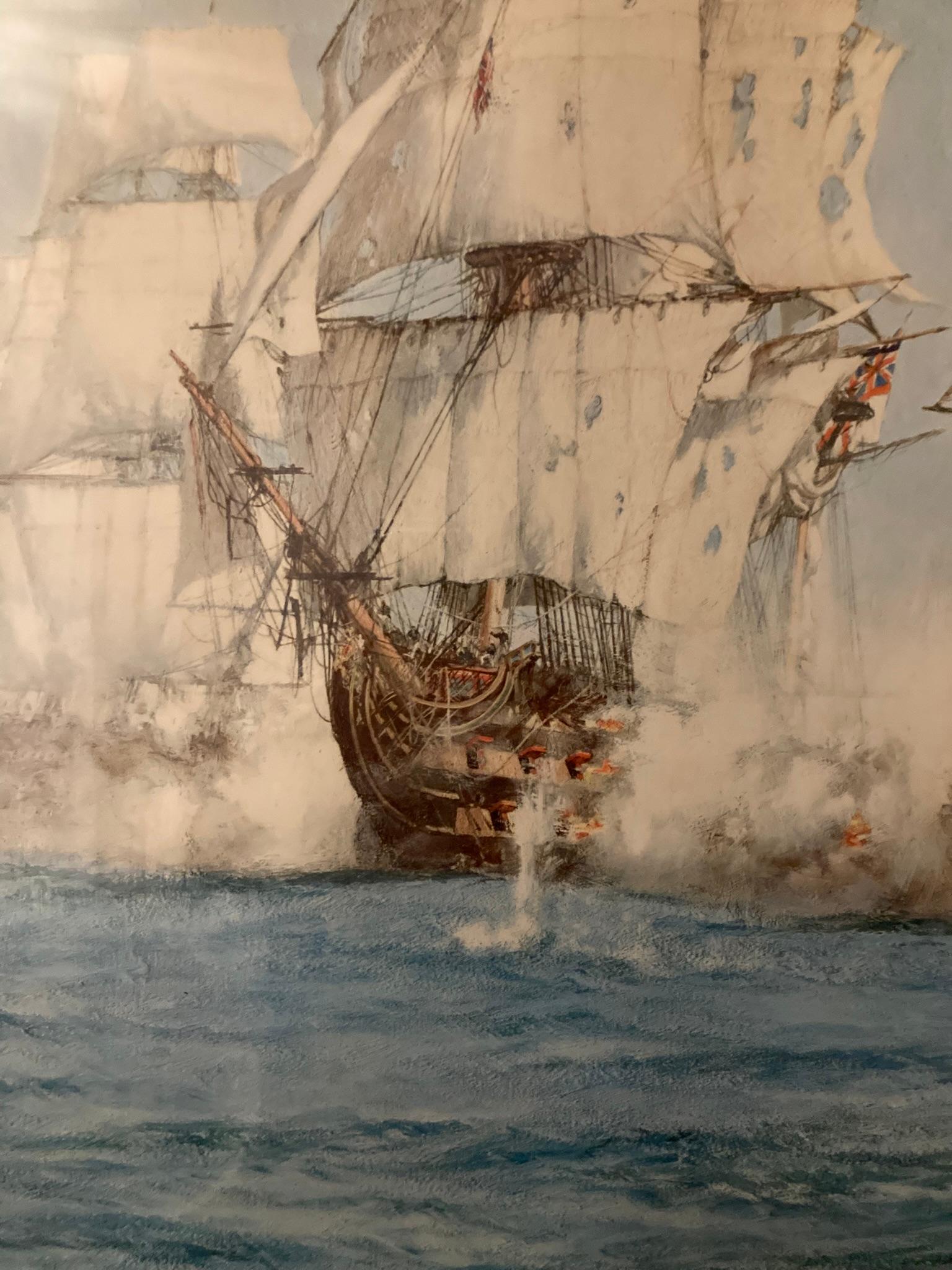 Gran Cuadro Firmado Batalla de Trafalger por Montague Dawson. en Bueno estado para la venta en Bishop's Stortford, GB